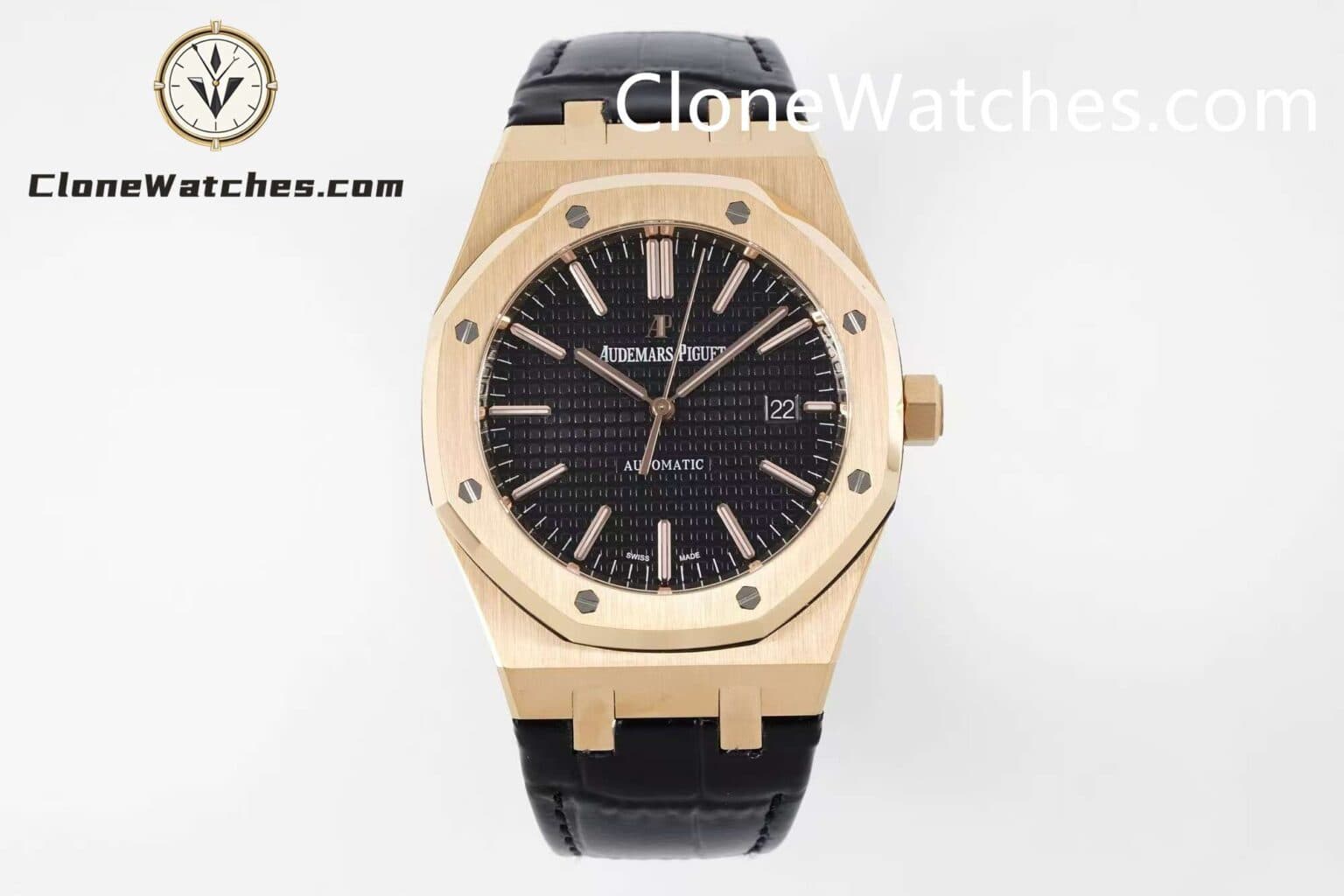 Audemars Piguet Royal Oak Rose Gold 15400 Black Dial Rubber Strap