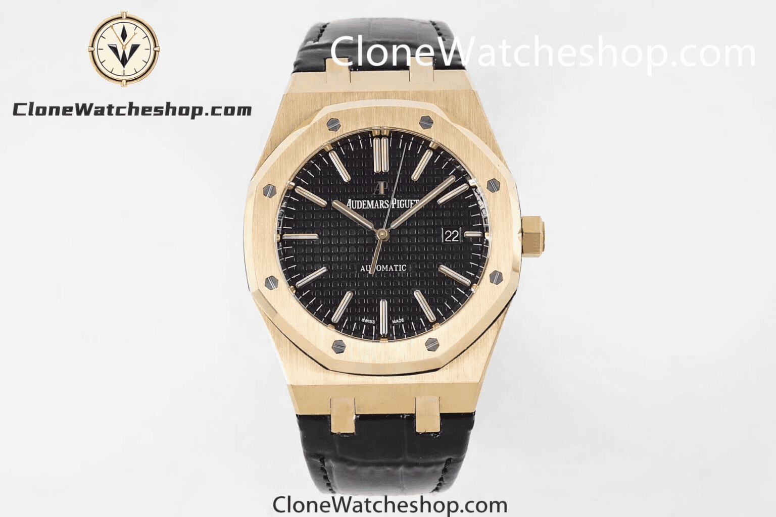 Audemars Piguet Royal Oak Rose Gold 15400 Black Dial Rubber Strap
