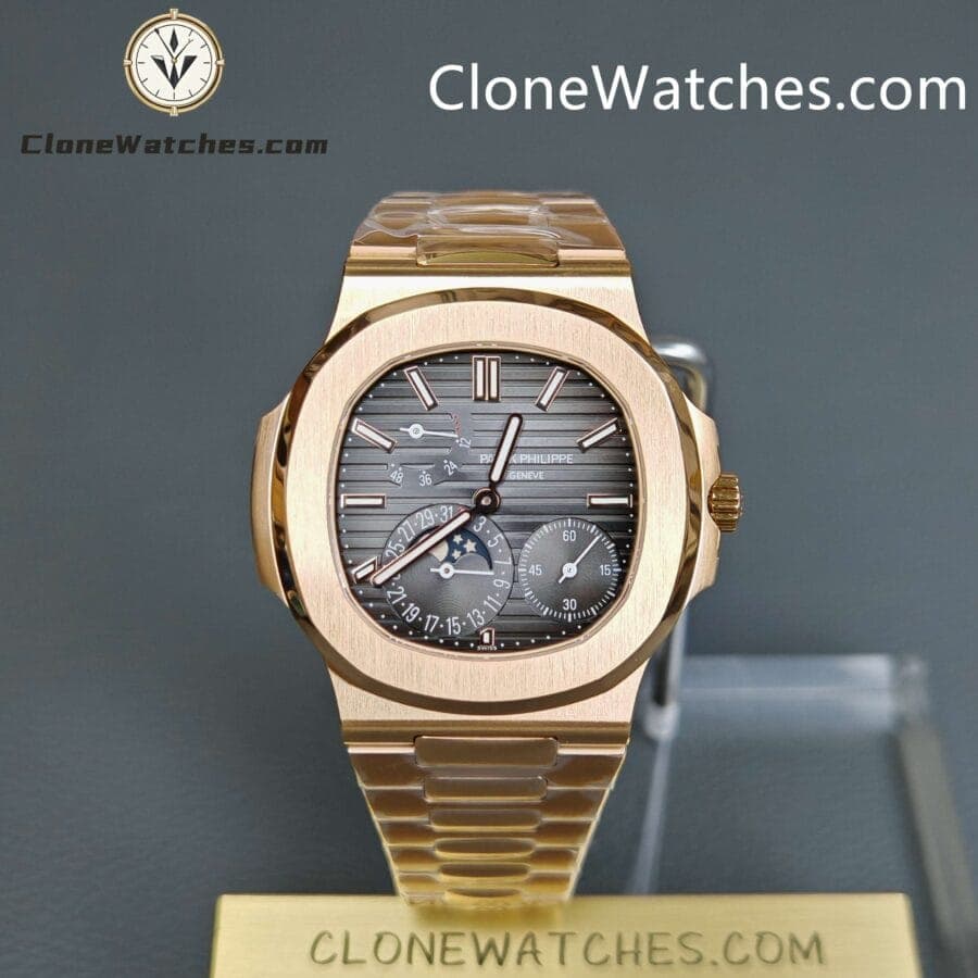 Patek Philippe Nautilus Moon Phase 18K Rose Gold 5712 Grey Dial New Clasp