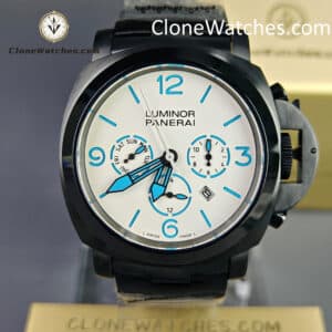 Panerai White Dial Black Bracelet 44mm