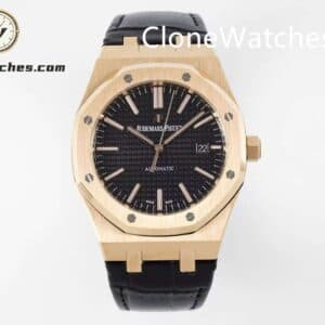 Audemars Piguet Royal Oak Rose Gold 15400 Black Dial Rubber Strap