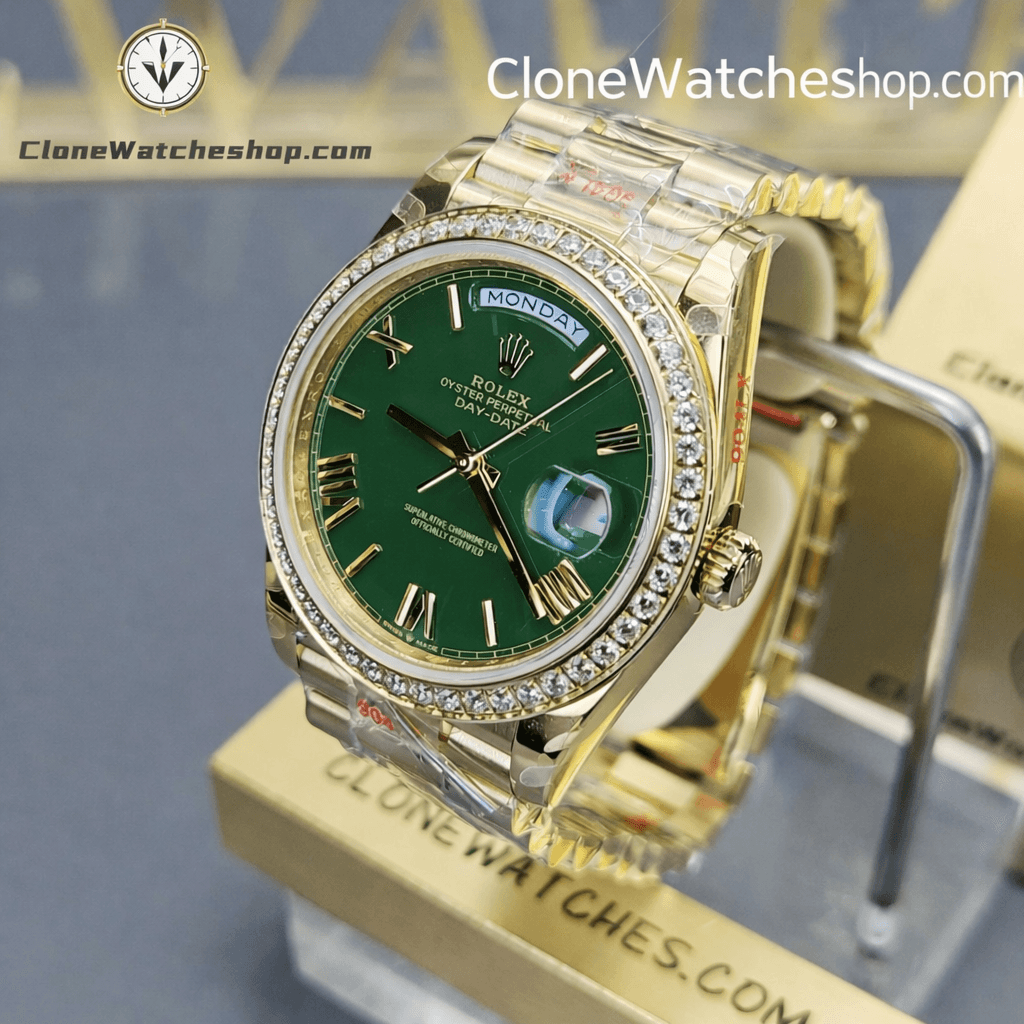 Rolex Day Date Rose Gold Green Roman Dial 40mm m228345rbr-0011 3255 Movement