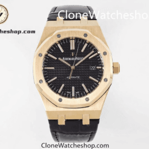Audemars Piguet Royal Oak Rose Gold 15400 Black Dial Rubber Strap