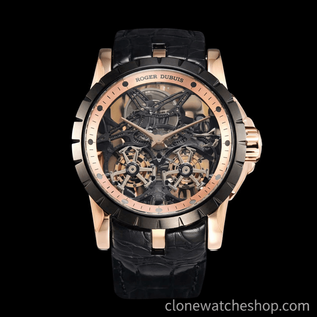 Roger Dubuis Excalibur Rose Gold Skeleton Double Flying Tourbillon RDDBEX0397 45MM