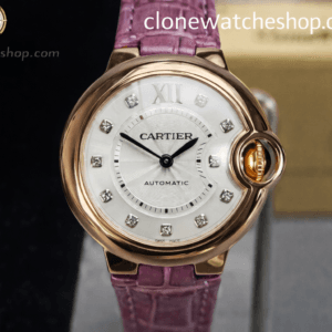 Cartier Ballon Bleu de WE902040 Silver Dial Diamond Scale 33mm Leather Strap