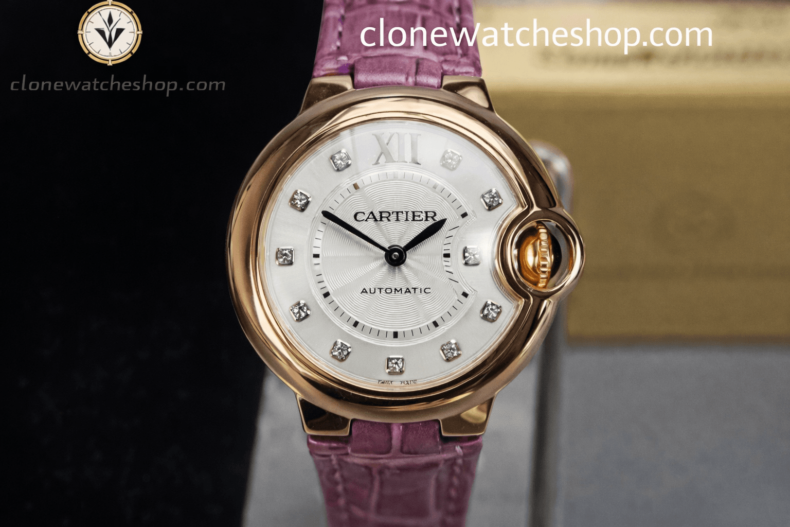 Cartier Ballon Bleu de WE902040 Silver Dial Diamond Scale 33mm Leather Strap