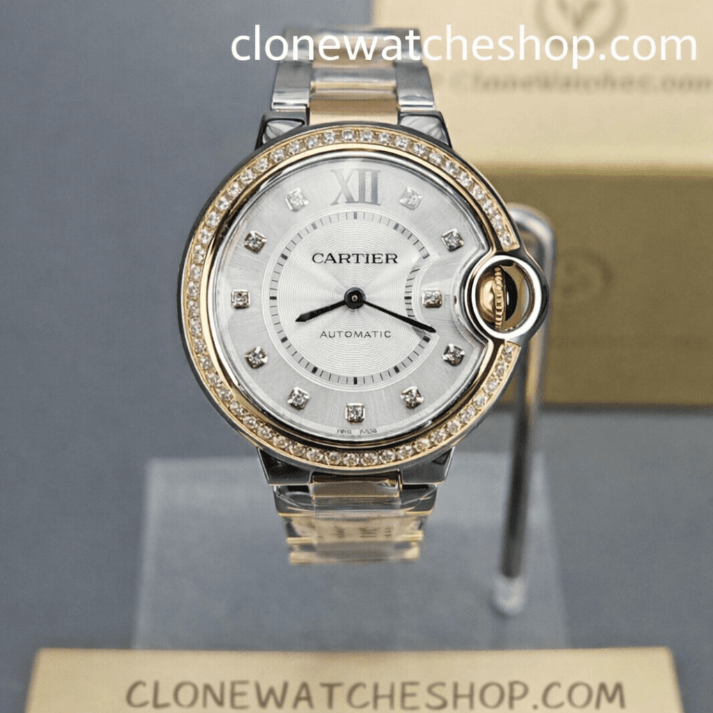 Cartier Ballon Bleu de W3BB0023 Silver Dial Diamond bezel 33mm